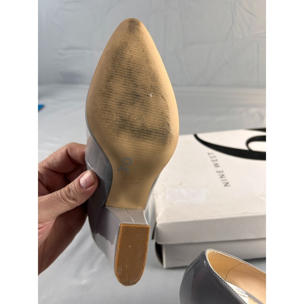 Nine West Women Heels Pumps Size 6.5 Gray Patent Pointed Toe Classic Chic - Picture 8 of 9